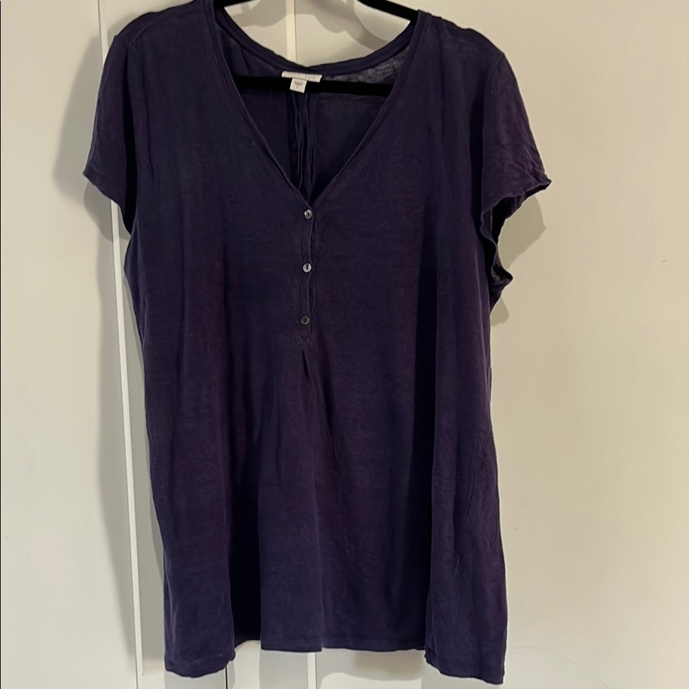 Women's J. Jill linen Purple V-Neck loose Top